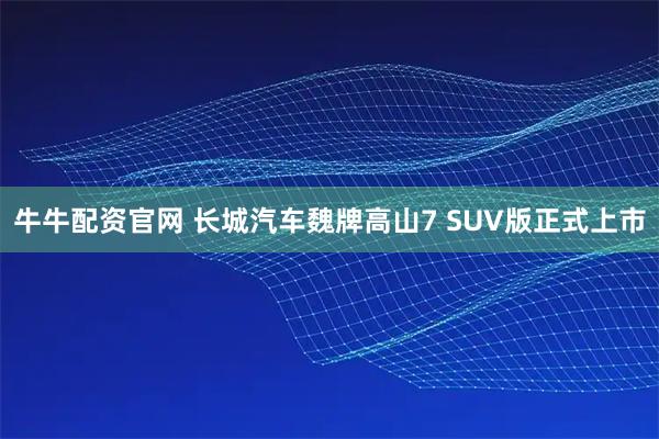 牛牛配资官网 长城汽车魏牌高山7 SUV版正式上市